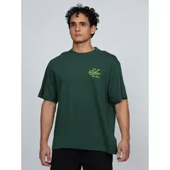 CALVIN KLEIN - Camiseta verde con gráfico de monograma