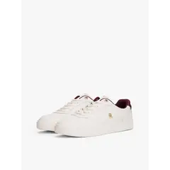 TOMMY HILFIGER - Tenis blanco en cuero con monograma TH
