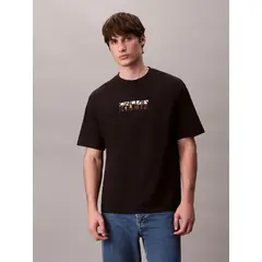 CALVIN KLEIN - Camiseta negra con gráfico de logo en bloque