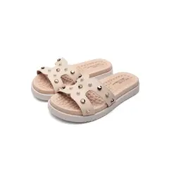 MODARE - Sandalia Plana Slide Crema