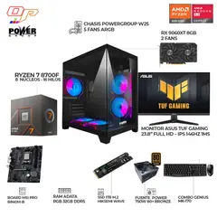 POWER GROUP - PC GAMER RYZEN 7 8700F + RX 9060XT 8GB + MONITOR ASUS TUF 24" 146HZ FHD - RAM 32GB DDR5 - SSD 1TB