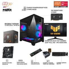 POWER GROUP - PC GAMER RYZEN 7 8700F + RX 9060XT 8GB + MONITOR ASUS TUF 24" 146HZ FHD - RAM 32GB DDR5 - SSD 512GB