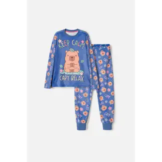 MIC - Pijama de Capybara manga larga lila para niña