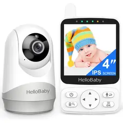 GENERICO - HelloBaby Monitor de bebé sin WiFi con cámara IPS 4 pulgadas 720p y batería 26 horas