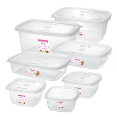 SAN REMO - Combo de Recipientes Plásticos por 14 piezas: 4 rectangulares + 3 cuadrados Sanremo