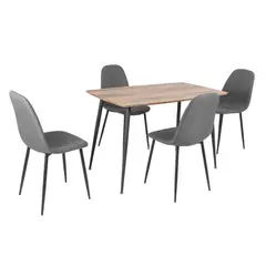 MUEBLES FIOTTI - Juego de comedor 4 puestos Madera Dott Negro Gris