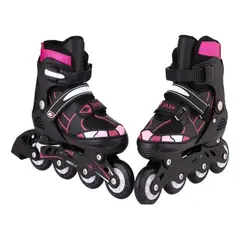 GENERICO - Patines + Kit Protección Niña Niño Deporte Infantil Luces Negros/Fucsia Talla M