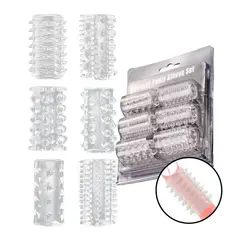 GENERICO - X6 Funda Para Pene Texturizada Anillo Retardante En Silicona
