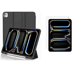 GENERICO - Forro Funda Smart Case Con Espacio De Pencil Para iPad pro 11 m4-m5 + vidrio