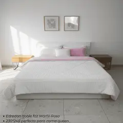 HARMONY HOME - Edredón Doble Faz Azul-Márfil+ Set Completo de Fundas y Cojines 230X240