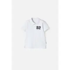 LITTLEMIC - Camiseta tipo polo de blanco para niño 2T a 5T