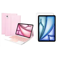 GENERICO - Funda Forro Estuche Teclado Con Trackpad (mouse) Para Ipad air 11 m2-m3 + vidrio