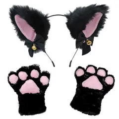 GENERICO - Guantes Huellas Garra Gato Felpa + Diaema Gato Cosplay Animé Invierno