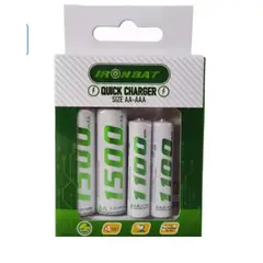 GENERICO - Cargador Doble para Pilas AA y AAA con 4 Baterías Recargables