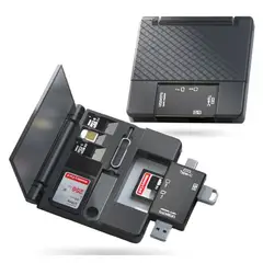 INNOVA - Lector De Tarjetas 7 En 1 Usb Otg Tipo C Adaptador Sd/microsd Viajero Negro Negro