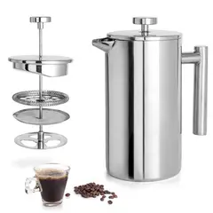 TRIPLE CLEAN - Cafetera Prensa Francesa De Lujo Acero Inoxidable