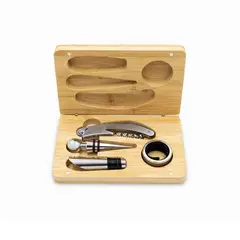 TRIPLE CLEAN - Estuche Accesorios Vino Rectangular Madera