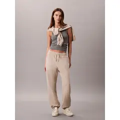 CALVIN KLEIN - Pantalón beige de chándal holgado de felpa de gran calidad
