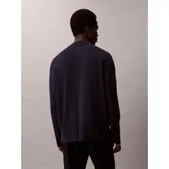 CALVIN KLEIN - Saco azul tejido boxy punto técnico con cuello semi alto