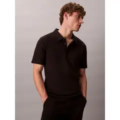 CALVIN KLEIN - Polo negro de algodón interlock