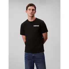 CALVIN KLEIN - Camiseta negra de algodón con gráfico 3D