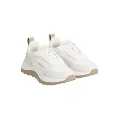 CALVIN KLEIN - Tenis blanco runner en tejido de malla con suela gruesa
