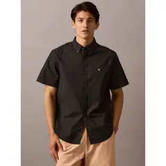 CALVIN KLEIN - Camisa negra oxford clásica de manga corta