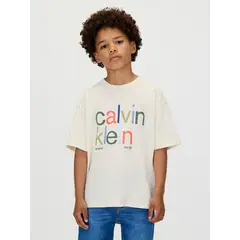 CALVIN KLEIN - Camiseta Beige Para Niño de manga corta