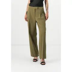 CALVIN KLEIN - Pantalón verde recto de sarga tailored