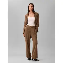 CALVIN KLEIN - Pantalón verde recto de sarga tailored