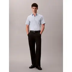 CALVIN KLEIN - Camisa azul slim de algodón elástico