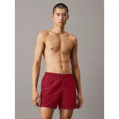 CALVIN KLEIN - Pantaloneta rojo de baño de largo medio con cordón - CK Essentials
