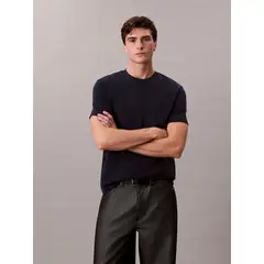 CALVIN KLEIN - Camiseta azul de algodón interlock