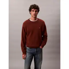 CALVIN KLEIN - Saco café tejido con cuello redondo