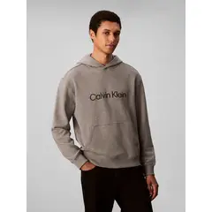 CALVIN KLEIN - Buzo gris con capucha de corte regular