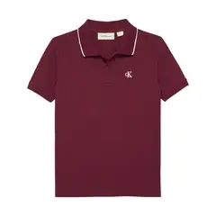 CALVIN KLEIN - Polo vino Para Niño tinto regular con ribetes a contraste