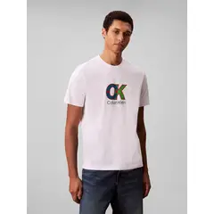 CALVIN KLEIN - Camiseta blanca con estampado gráfico de monograma