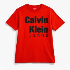 CALVIN KLEIN - Camiseta roja de manga corta con gráfico Dope