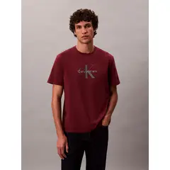 CALVIN KLEIN - Camiseta vino tinto 20s con estampado gráfico de monograma