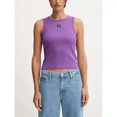 CALVIN KLEIN - Camiseta morado de tirantes acanalada con etiqueta de monograma