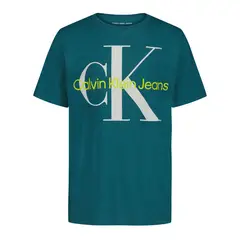 CALVIN KLEIN - Camiseta verde Para Niño manga corta con logo de monograma