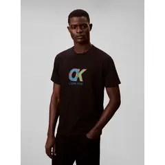 CALVIN KLEIN - Camiseta negra con estampado gráfico de monograma