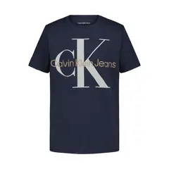 CALVIN KLEIN - Camiseta azul manga corta con logo de monograma