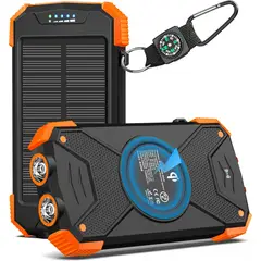 GENERICO - Power Bank Solar BLAVOR 10000 mAh Carga Inalámbrica Portátil