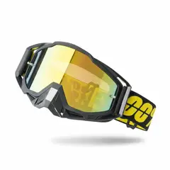 GENERICO - Gafas Goggles Motocross ARMEGA 100% Enduro MTB Off Road con Lente UV Antivaho negro amarillo