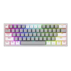 REDRAGON - TECLADO MECÁNICO MINI 60% FIZZ PRO K616 RGB GRISBLANCO SWITCH ROJO TRIPLE CONEXIÓN