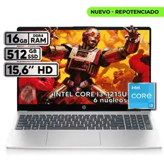 HP - PORTATIL INTEL CORE I3 1215U 16GB RAM 512 GB SSD PANTALLA 15,6 " FHD SILVER