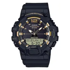 CASIO - Reloj Unisex Deportivo HDC-700-9A Negro Con Detalles Dorados