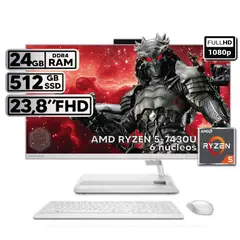 Lenovo - TODO EN UNO 24ALC6 RYZEN 5-7430U 24GB RAM 512GB SSD 24 FHD BLANCO + BOLSO OBSEQUIO