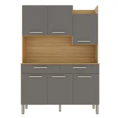 AKIVOY - Alacena Moderna Plus 6P Castaño - Gris texturizada